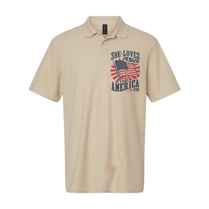 She Loves Jesus And America Too Softstyle Adult Sport Polo