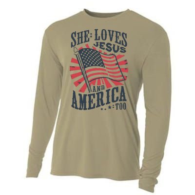 She Loves Jesus And America Too Cooling Performance Long Sleeve Crew