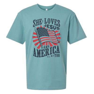 She Loves Jesus And America Too Sueded Cloud Jersey T-Shirt