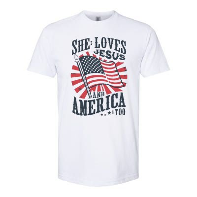 She Loves Jesus And America Too Softstyle CVC T-Shirt