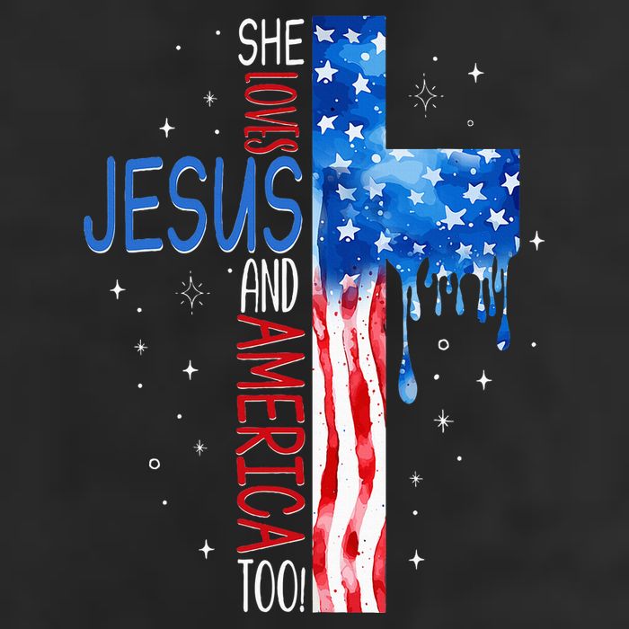She Loves Jesus And America Too 7 Panel Mesh Trucker Snapback Hat
