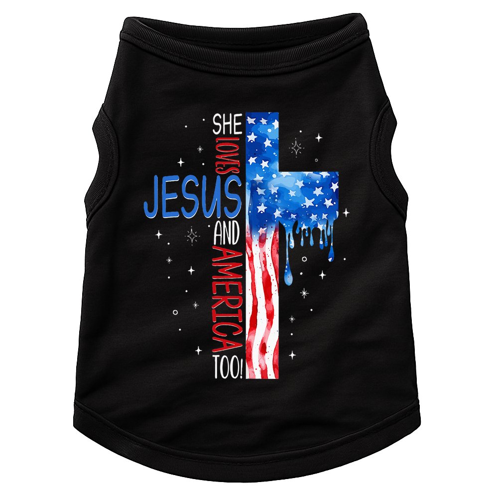 She Loves Jesus And America Too Doggie Tank