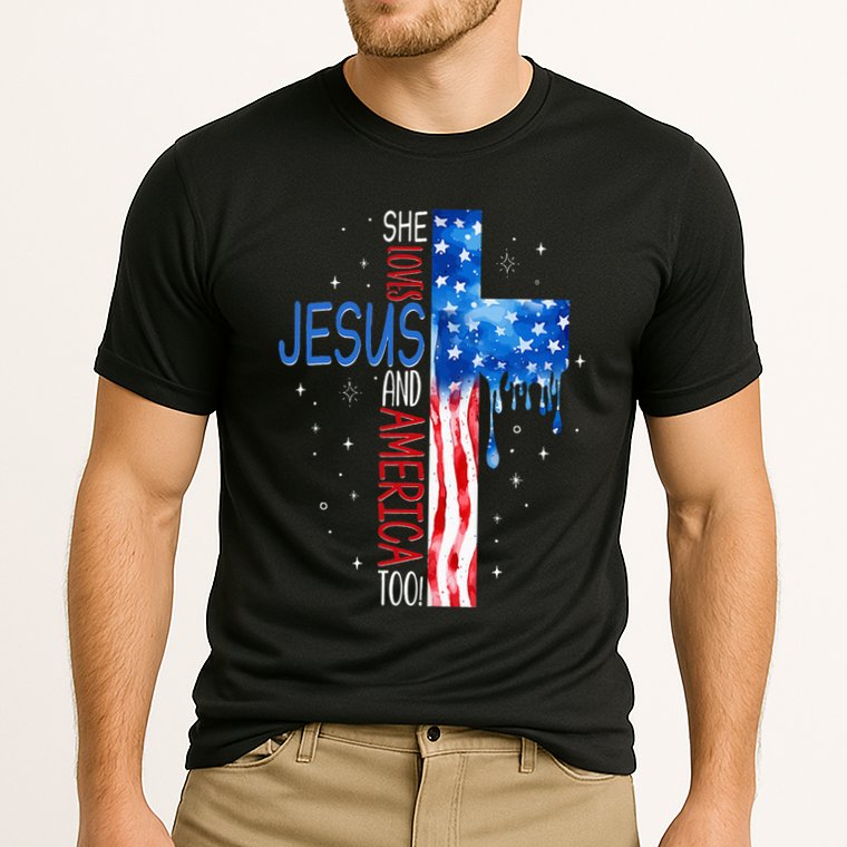 She Loves Jesus And America Too Cooling Performance Crew T-Shirt