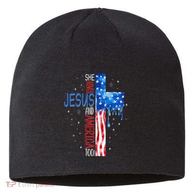 She Loves Jesus And America Too Sustainable Beanie