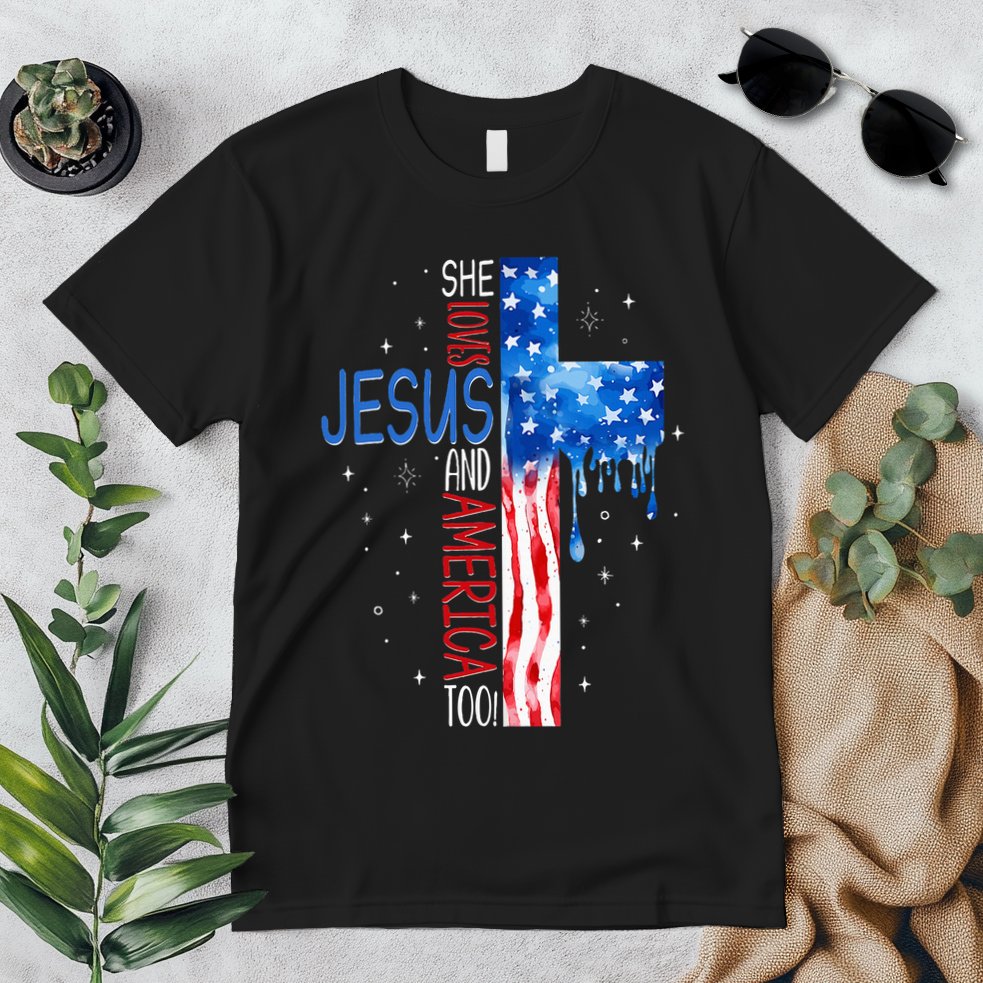 She Loves Jesus And America Too Premium T-Shirt