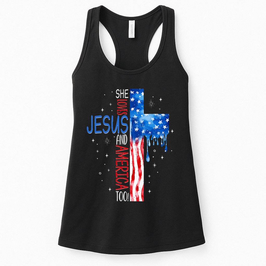 She Loves Jesus And America Too Womens Tank Top