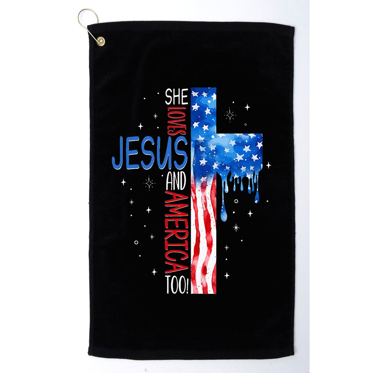 She Loves Jesus And America Too Golf Towel