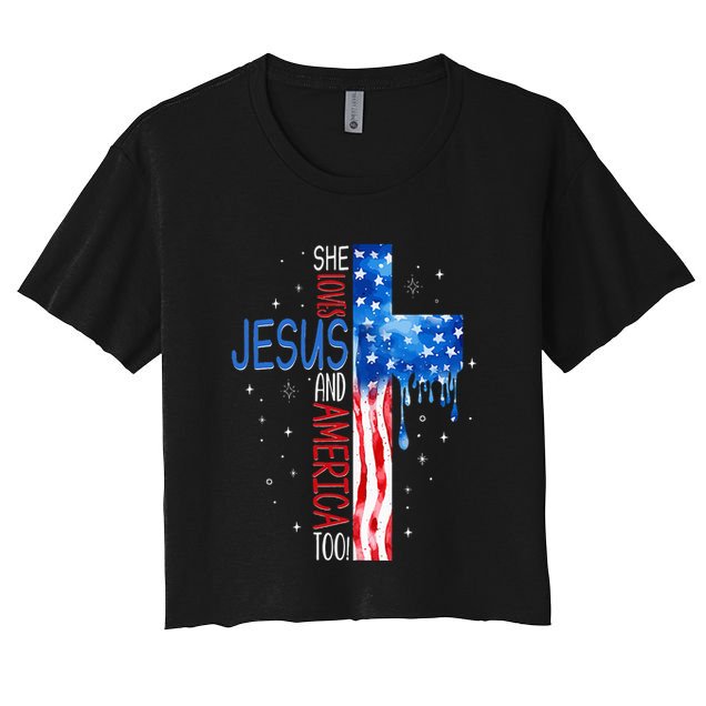 She Loves Jesus And America Too Crop Top