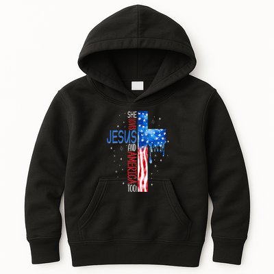 She Loves Jesus And America Too Kids Hoodie