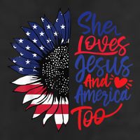 She Loves Jesus And America Too 7 Panel Mesh Trucker Snapback Hat