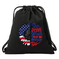 She Loves Jesus And America Too Drawstring Bag