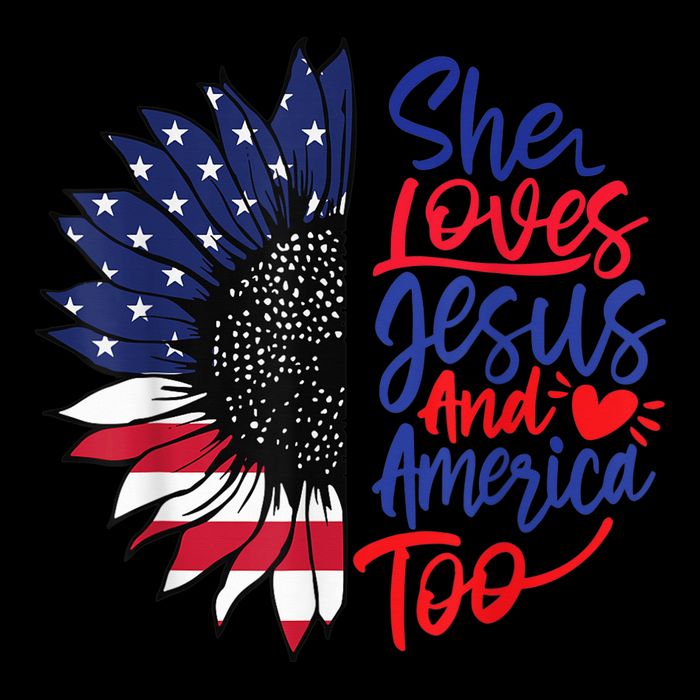 She Loves Jesus And America Too Drawstring Bag