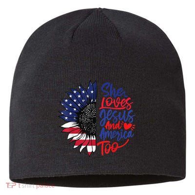 She Loves Jesus And America Too Sustainable Beanie