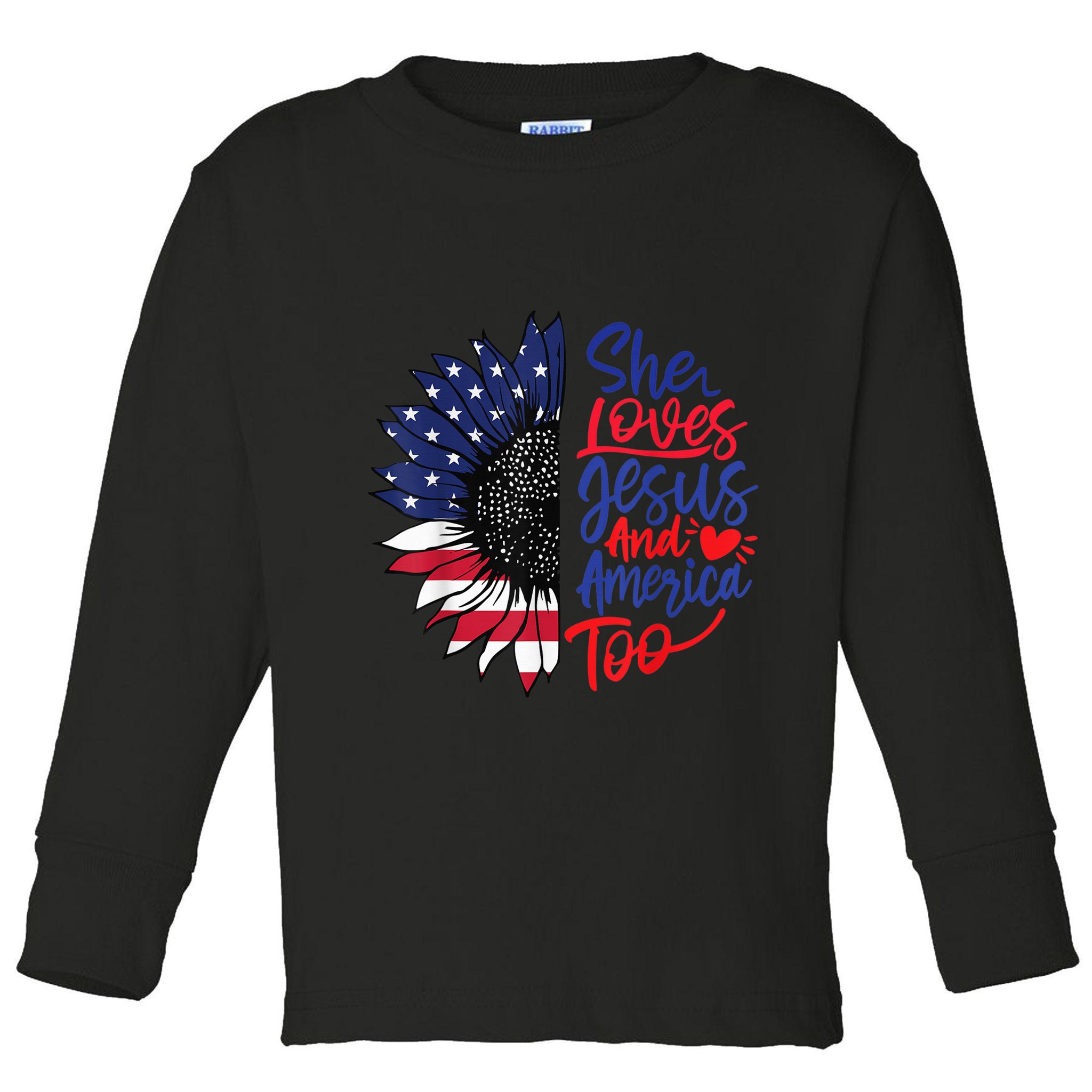 She Loves Jesus And America Too Toddler Long Sleeve Shirt