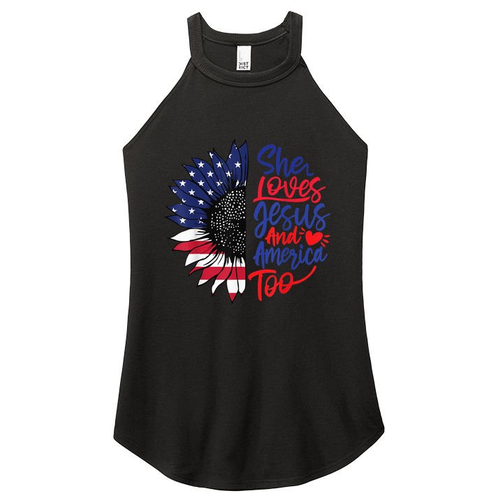 She Loves Jesus And America Too Women's Perfect Tri Rocker Tank