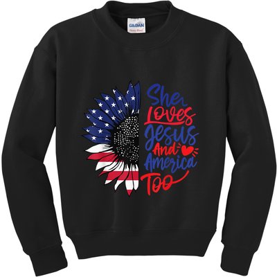 She Loves Jesus And America Too Kids Sweatshirt