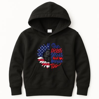 She Loves Jesus And America Too Kids Hoodie