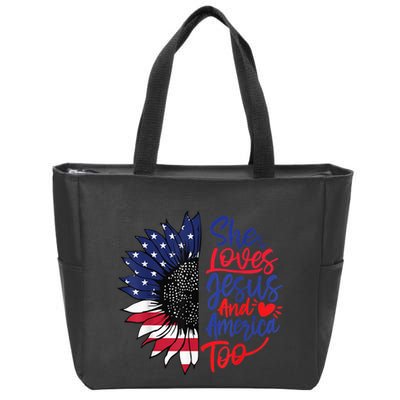 She Loves Jesus And America Too Zip Tote Bag