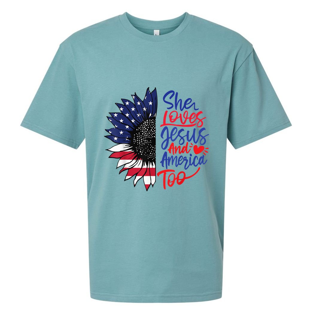 She Loves Jesus And America Too Sueded Cloud Jersey T-Shirt