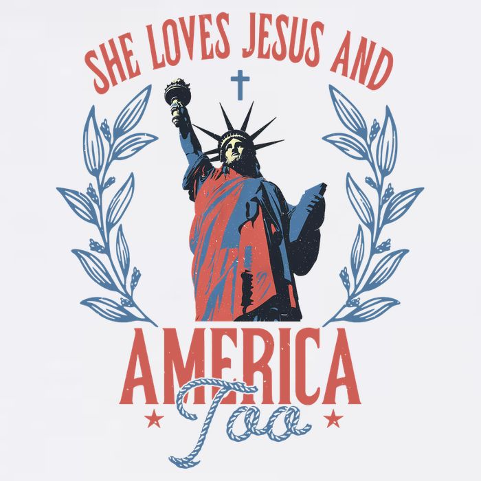 She Loves Jesus And America Too Statue Of Liberty 4th Of July Cooling Performance Crew T-Shirt