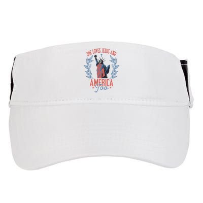 She Loves Jesus And America Too Statue Of Liberty 4th Of July Adult Drive Performance Visor
