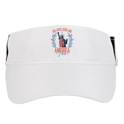 She Loves Jesus And America Too Statue Of Liberty 4th Of July Adult Drive Performance Visor