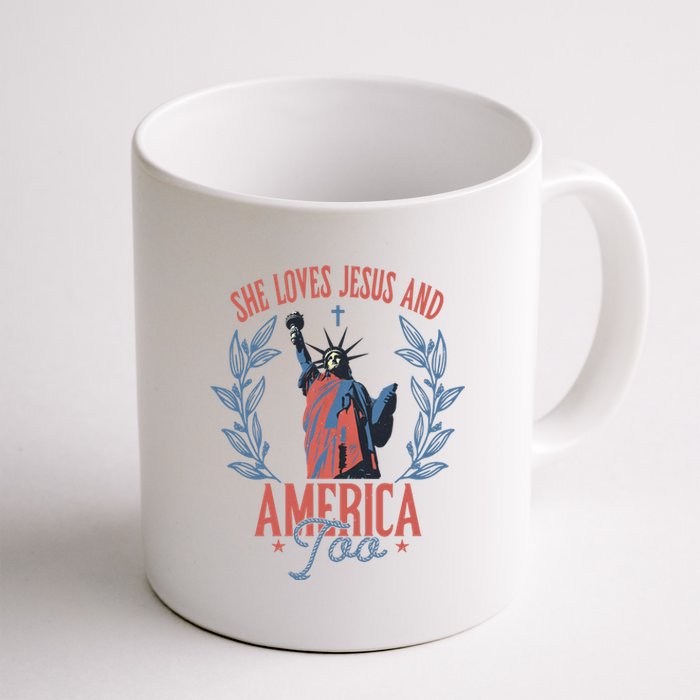 She Loves Jesus And America Too Statue Of Liberty 4th Of July Coffee Mug