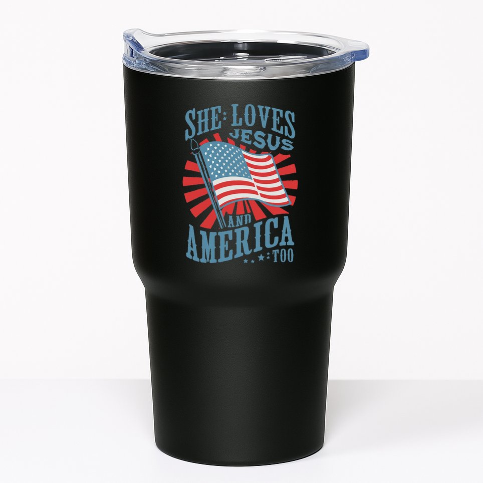 She Loves Jesus And America Too Fourth Of July Tumbler