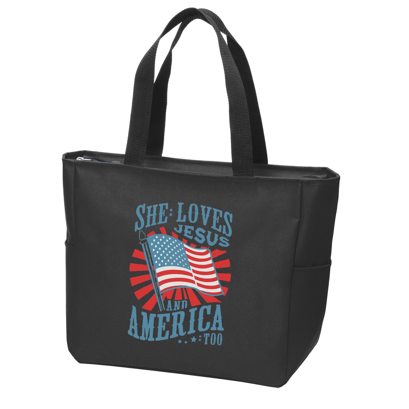 She Loves Jesus And America Too Fourth Of July Zip Tote Bag