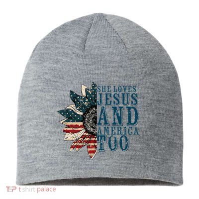 She Loves Jesus And America Too Sustainable Beanie