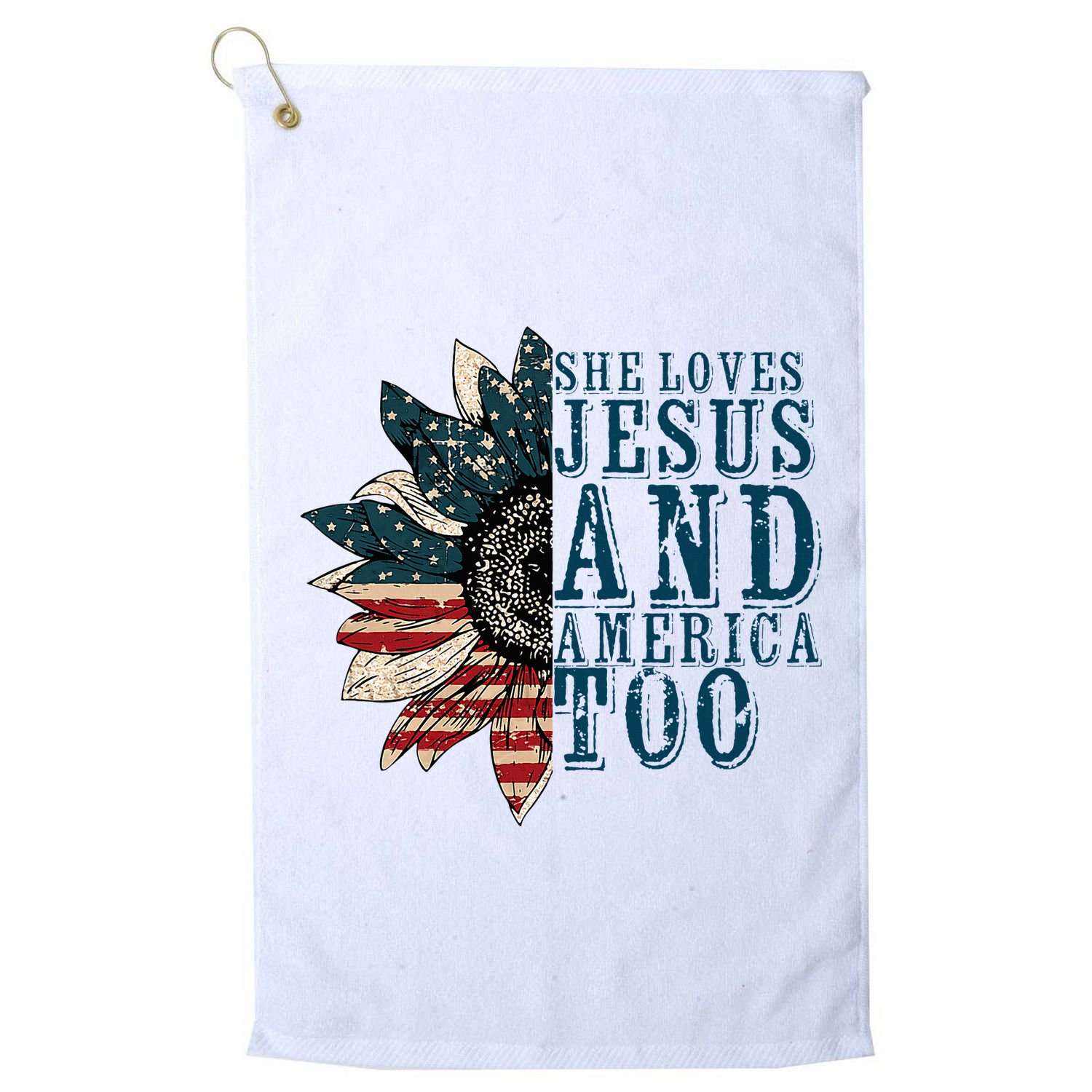 She Loves Jesus And America Too Golf Towel