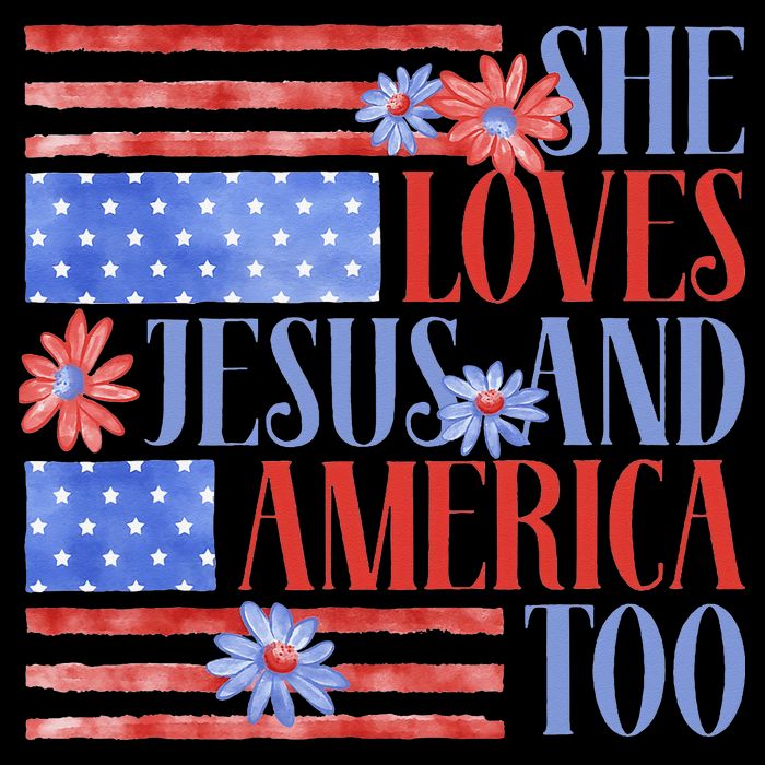 She Loves Jesus  America Too USA American Flag Daisy Flower Mug