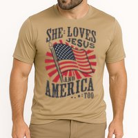 She Loves Jesus And America Too Flag Christian Cooling Performance Crew T-Shirt
