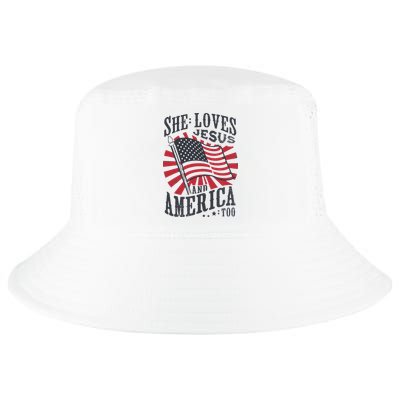 She Loves Jesus And America Too Flag Christian Cool Comfort Performance Bucket Hat