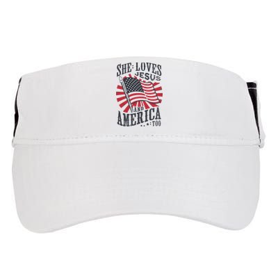 She Loves Jesus And America Too Flag Christian Adult Drive Performance Visor