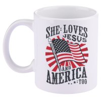 She Loves Jesus And America Too Flag Christian 11oz C Handle Ceramic Mug