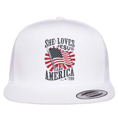 She Loves Jesus And America Too Flag Christian Flatbill Hat