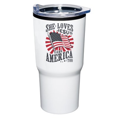 She Loves Jesus And America Too Flag Christian Tumbler