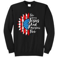 She Loves Jesus And America Too 4th Of July Sunflower Sweatshirt