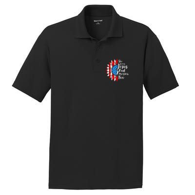 She Loves Jesus And America Too 4th Of July Sunflower PosiCharge RacerMesh Polo