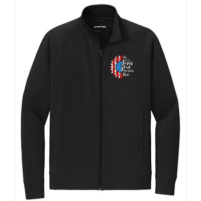 She Loves Jesus And America Too 4th Of July Sunflower Stretch Full-Zip Cadet Jacket