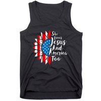 She Loves Jesus And America Too 4th Of July Sunflower Tank Top