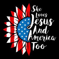 She Loves Jesus And America Too 4th Of July Sunflower Womens T-Shirt