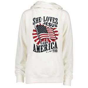 She Loves Jesus And America Too Womens Funnel Neck Pullover Hood