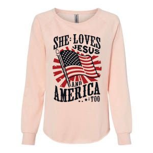 She Loves Jesus And America Too Womens California Wash Sweatshirt