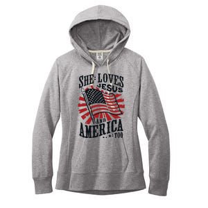 She Loves Jesus And America Too Women's Fleece Hoodie