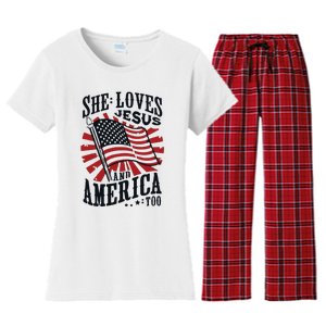 She Loves Jesus And America Too Women's Flannel Pajama Set