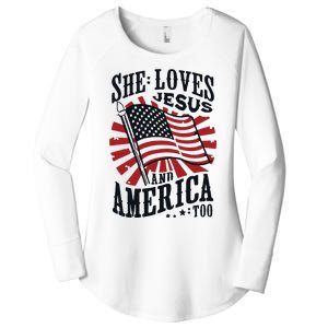 She Loves Jesus And America Too Women's Perfect Tri Tunic Long Sleeve Shirt