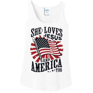 She Loves Jesus And America Too Ladies Essential Tank