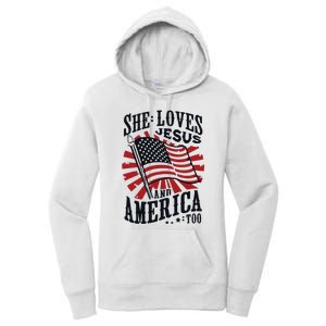 She Loves Jesus And America Too Women's Pullover Hoodie